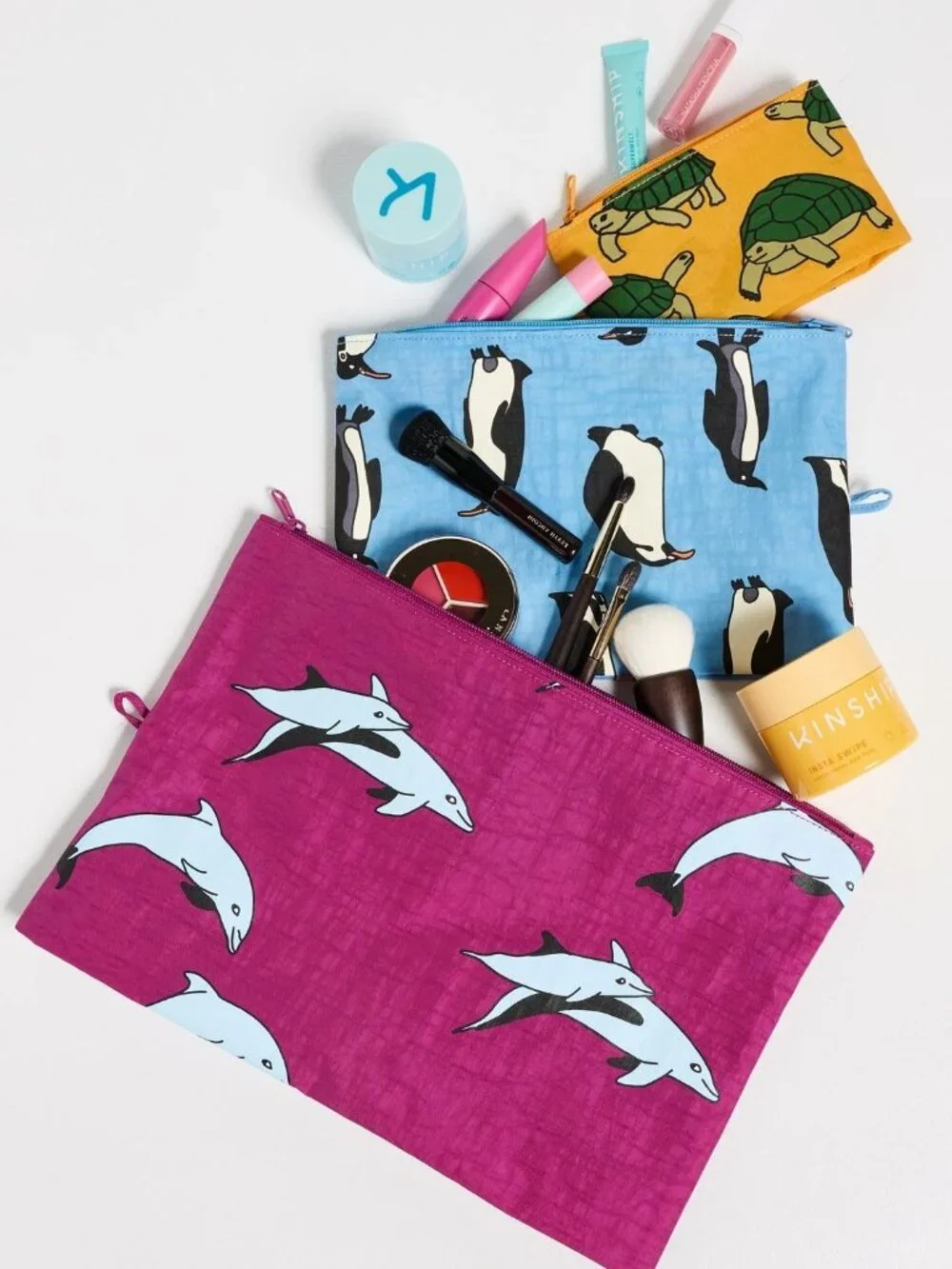 NWT Baggu Go Pouch Set - Vacation Animals (Turtle, Penguin, Dolphin)